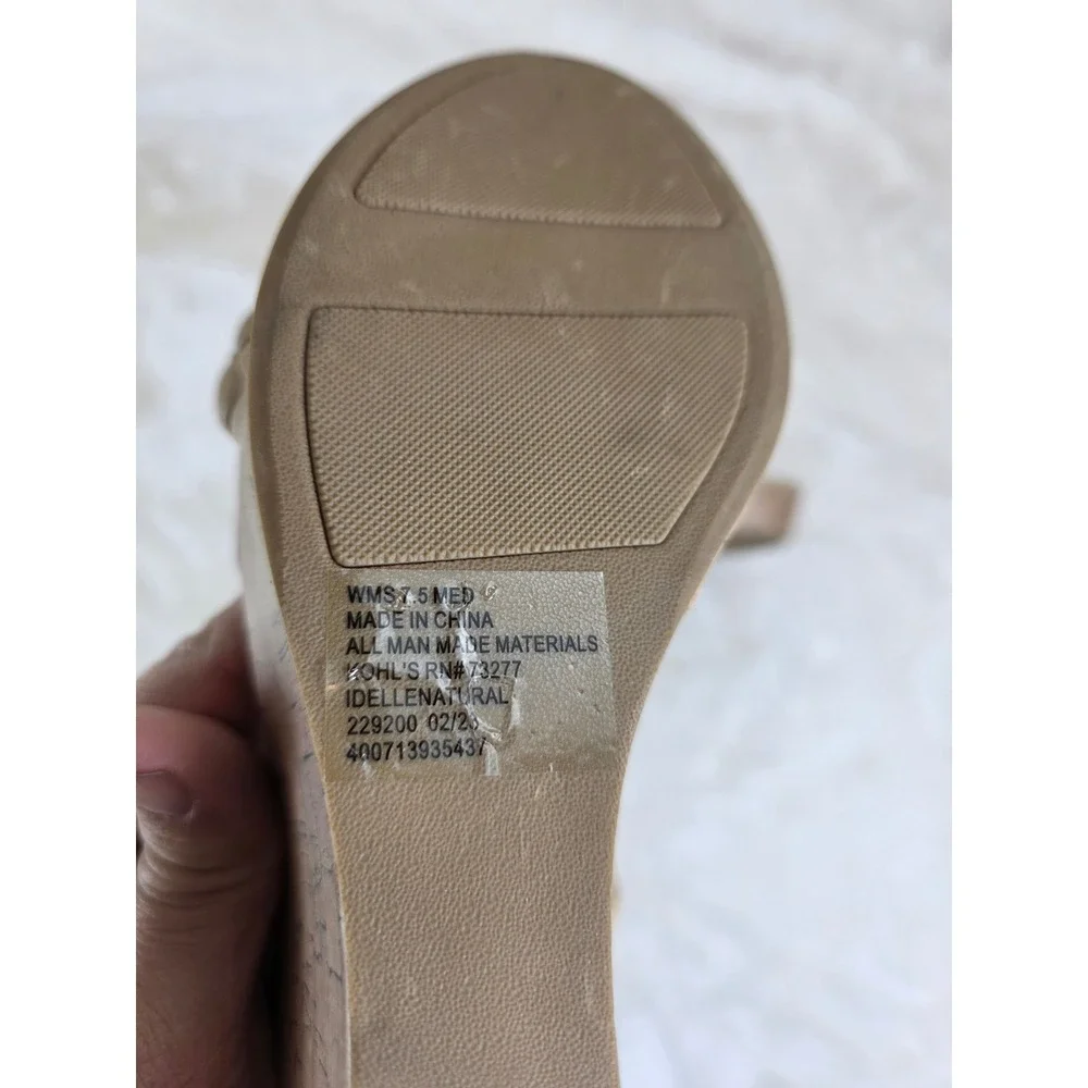 LC Lauren Conrad Braided Wedge Sandals Tan‎ Memory Foam Comfort Women's 7.5